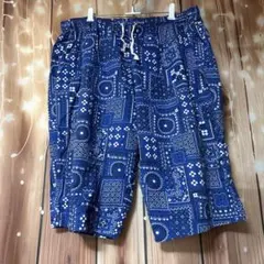 Hanes バンダナ柄 ショートパンツ ハーフパンツ ブルー 大きいサイズ 4Lのサムネイル