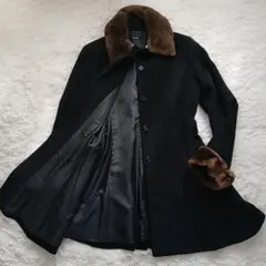 極美品 ジェイフェリー ロングコート ファー アンゴラ ウール 日本製 黒 LL