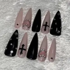 （c3）ネイルチップ クロム クロス 十字架 y2k ギャル 韓国