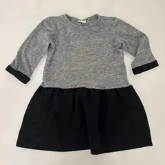 グレー・黒 リボン付きワンピース 110 モノトーン