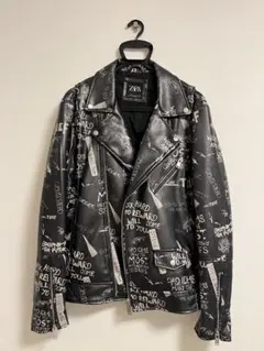 ZARA グラフィック ダブルライダースジャケット