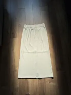 GU アイボリー リブロングスカート XL