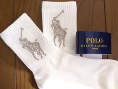 ポロラルフローレン 白 ビッグポニー ソックス 1足 靴下 ホワイト クルー丈
