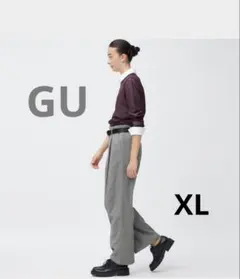 ★新品★GU ブラッシュドジャージーワイドパンツ ★XLグレー