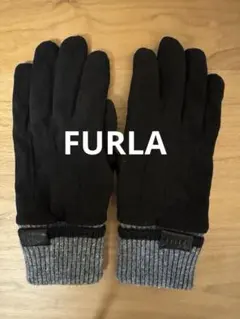 【未使用品】FURLA 手袋タッチパネル有　内側フカフカ暖かい　ユニセックス　黒