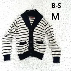 B-S ニット カーディガン 【M】 ボーダー コットン リネン 麻混 春夏のサムネイル