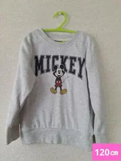 【ミッキーマウス】120cm裏起毛付き長袖トレーナー