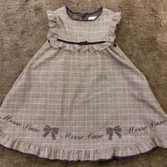 メゾピアノ チェック フリル リボン ワンピース120