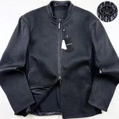新品未使用 エンポリオアルマーニ ラムレザージャケット ダイヤモンドカット 黒のサムネイル