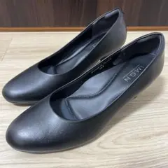 一度のみ着用！洋服の青山 I.M.G.N 本革 パンプス 4E黒 25cm