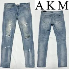 AKM ダメージ加工 ストレッチ スキニー デニム M ドメス ジーンズ 古着のサムネイル