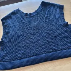 k*i様 スタジオクリップ　ニットベスト　Vネック　ネイビー