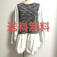 ⭐️グローブ/M/白/ミックス ツイード/ドッキングチュニック/異素材/長袖