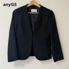 ​美品✨any SiS エニィシス　ノーカラージャケット　ブラック　ストレッチ1