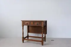 フランスアンティーク木製ホールテーブル机/サイドテーブル/飾り棚(90-90) フランスアンティーク木製コンソール兼ゲームテーブル/飾り棚/伸張式机
