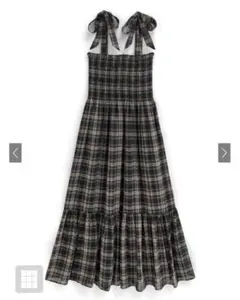 チェック柄リボンシャーリングワンピース