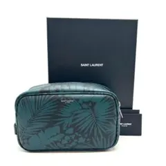 SAINT LAURENT　サンローラン　YSL　ポーチ　レザー　グリーン