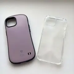 iFace iPhone15用ケース　くすみピンク　＋ソフトクリアケース付