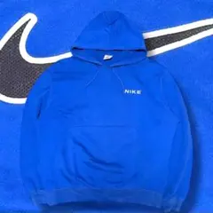 90s old nike 銀タグ パーカー ブルー 刺繍 ビックスウォッシュ