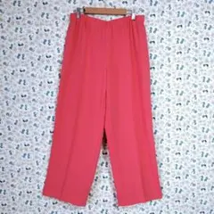 レオナール☆イタリア製 カンカン素材 ピンタック ストレートパンツ 紫