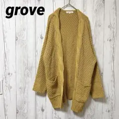 【グローブ】ニットカーディガン　羽織り　厚手　ボタンレス　ロングカーディガン　M