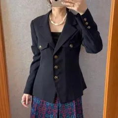 ヴィンテージ レトロ古着 テーラードジャケット 紺ブレ ブレザー 金縁ボタン