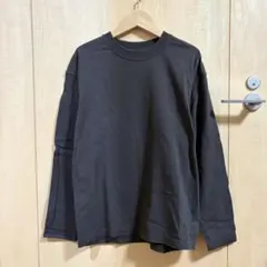 無印良品　引き揃え天竺編み　クルーネック長袖Ｔシャツ　Ｓ　ダークグレー