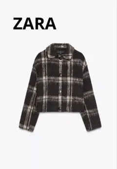 美品！ZARA ウール チェック柄 クロップドジャケット