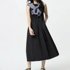 コンビネーションワンピース/ノースリーブ　ブラック　黒