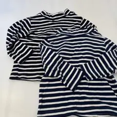 SIMPLE ボーダー柄 タートルネック トレーナー 95 綿100% 長袖