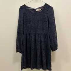 花柄レースチュニック　ネイビー