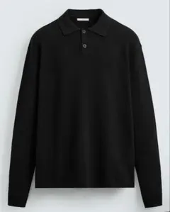 【新品】ZARA ソフトニットポロシャツ　ブラック　Mサイズ タグ付き