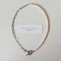 No.449　necklace∴淡水パール*oval chain