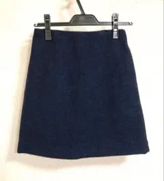 ウールブレンド台形ミニスカート ネイビー