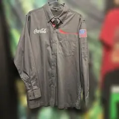 【希少】コカコーラ 企業系 ワークシャツ フィッシングシャツ 星条旗 グレー Mのサムネイル
