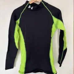 UNDER ARMOUR 長袖アンダーシャツ ブラック/ライムグリーン