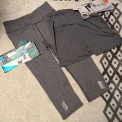 新品　グレー　スポーツレギンス　ヨガ　フィットネス　ジム　マラソン　Ｌ〜ＬＬ