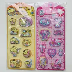 ウォーターキラキラポムポムプリン&ハローキティ キラキラシール2枚セット