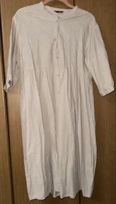 純*様 ワンピース　Lサイズ　七分〜五分袖　ベージュ　生成色