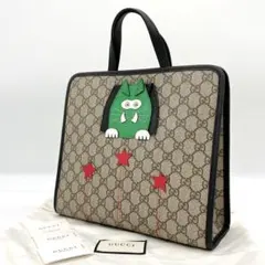 美品【GUCCI】トートバッグ　チルドレンズ　キャット　GGスプリーム　ブラウンのサムネイル