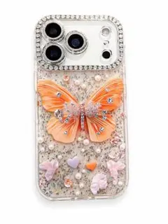 iPhone16ケース、夏にぴったり・キラキラ韓国風かわいい蝶デザイン