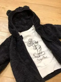 【美品】ミッキーマウス トレーナー　くま耳　ボア　アウター 80cm 90㎝