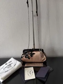 PRADA パーティバッグ フラワーモチーフ極美品 - メルカリ