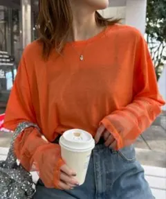 CIAOPANICTYPY★シアー袖切替チュールTEE