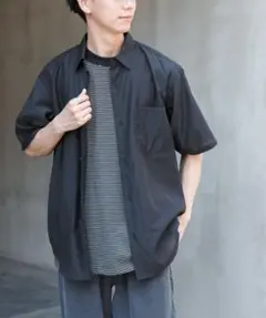 URBAN RESEARCH DOORS Nylon Wool シャツ　半袖　黒のサムネイル