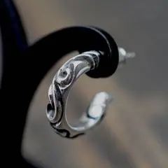 高級仕上　Silver925 スクロール フープ ピアス シルバー925