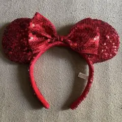 ミニー耳型 赤 スパンコールカチューシャ