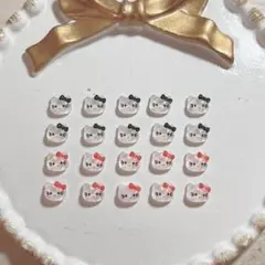 キティちゃん 黒 ブラック 赤 小パーツ ネイルパーツ 20個セット