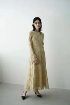 ANDRESD ダークオレンジ シノワズリティアードヘムドレスM