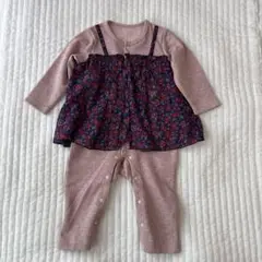 ピンク花柄 ロンパース 80cm